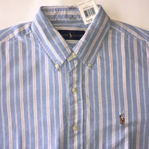 MEN RALPH LAUREN OXFORD SHIRT CUSTOM FIT BLUE/PINK